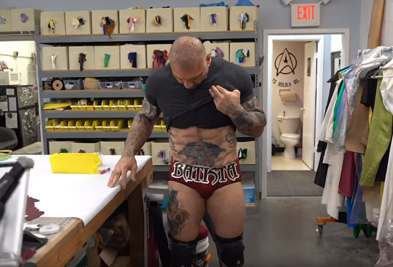 Illustration for article titled Cosplayers Made Dave Bautista's Last Ever Wrestling Outfit